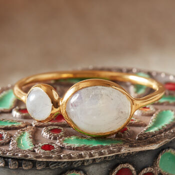 White Moonstone Oval Double Stacking Ring, 3 of 11