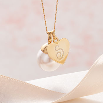 Pearl Necklace In Gold Vermeil With Monogram Charm, 8 of 9