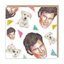 Hoff And Puppy Pattern Greetings Card, thumbnail 2 of 2