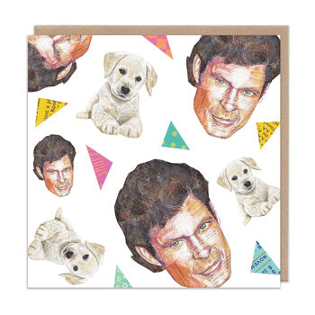 Hoff And Puppy Pattern Greetings Card, 2 of 2