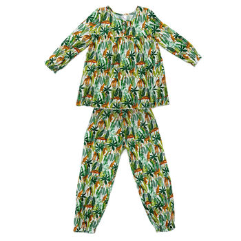 Grisl Cotton Pyjama Set Lazy Leopard / Jungle Print, 6 of 7