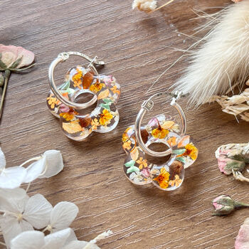 Autumn Mushroom Floral Huggie Earrings, 2 of 6