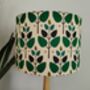 Tree Leaf Lampshade Retro Leaves Pattern Bold Green Blue White Cotton Handmade Fabric Drum Table Floor Or Ceiling Pendant Lamp Shade, thumbnail 3 of 7