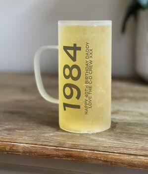 Birth Year And Message Personalised Glass Beer Glass, 3 of 5