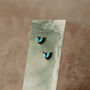 Turquoise Blue Dainty Flower Sterling Silver Stud Earrings, thumbnail 7 of 8