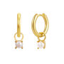 June Huggie Hoop Birthstone Charm Earrings, thumbnail 1 of 4
