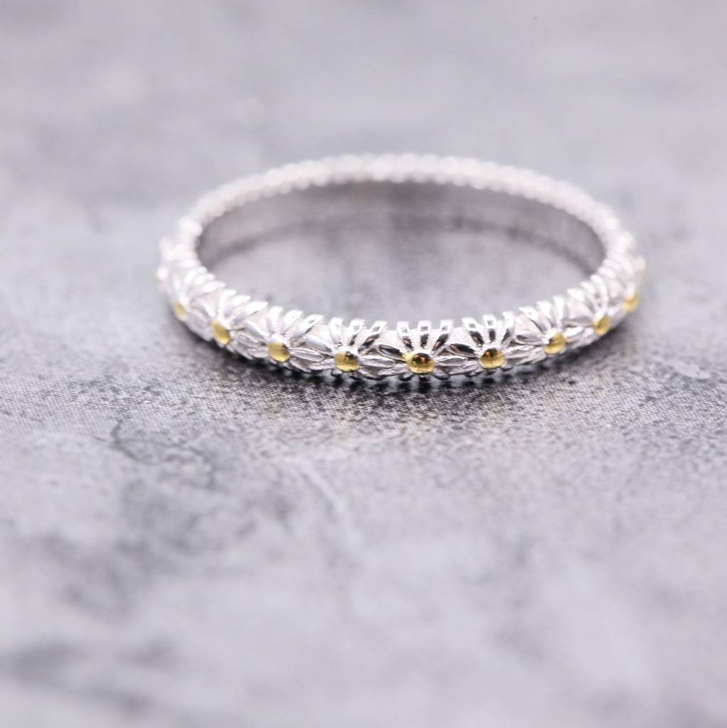 sterling silver daisy chain ring or heart necklace by attic