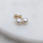 Luna Round Pearl Stud Earrings, thumbnail 2 of 2