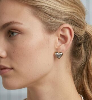 Kokoro Mixed Metals Heart Stud Earrings, 3 of 4
