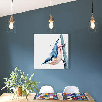 Inky Nuthatch Canvas Gallery Print, 4 of 10