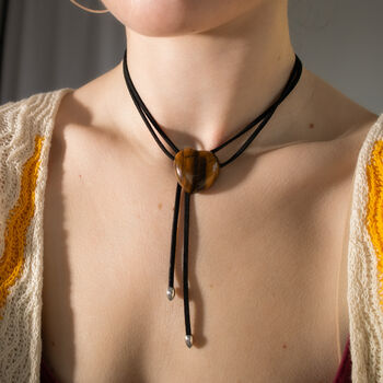 Tiger's Eye Heart Long Pendant Necklace, 2 of 4