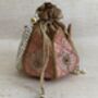 Pink Handcrafted Raw Silk Potli Bag/Wrist Bag, thumbnail 2 of 4