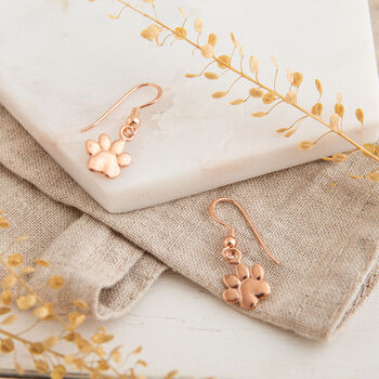 Rose Gold Plated Sterling Silver Paw Print Jewelry Set, 2 of 4