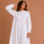 White Cotton Nightdress Polo Long Sleeve Broderie Anglaise Vintage Victorian Nightgown, thumbnail 10 of 12