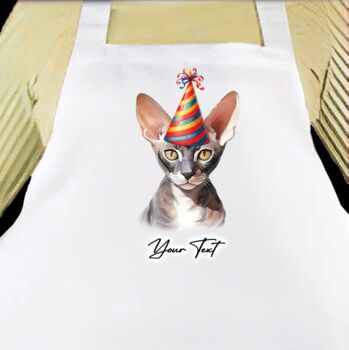 Personalised Gift Apron Cat Birthday Party Hat. 20 Different Breeds, 5 of 12