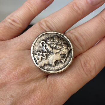 Roman Style Silver Disc Adjustable Ring, 6 of 8