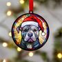 Staffie Grey In Santa Hat Suncatcher Decoration, thumbnail 1 of 6