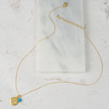 Gold Initial Charm Necklace With Birthstone, 10 of 12