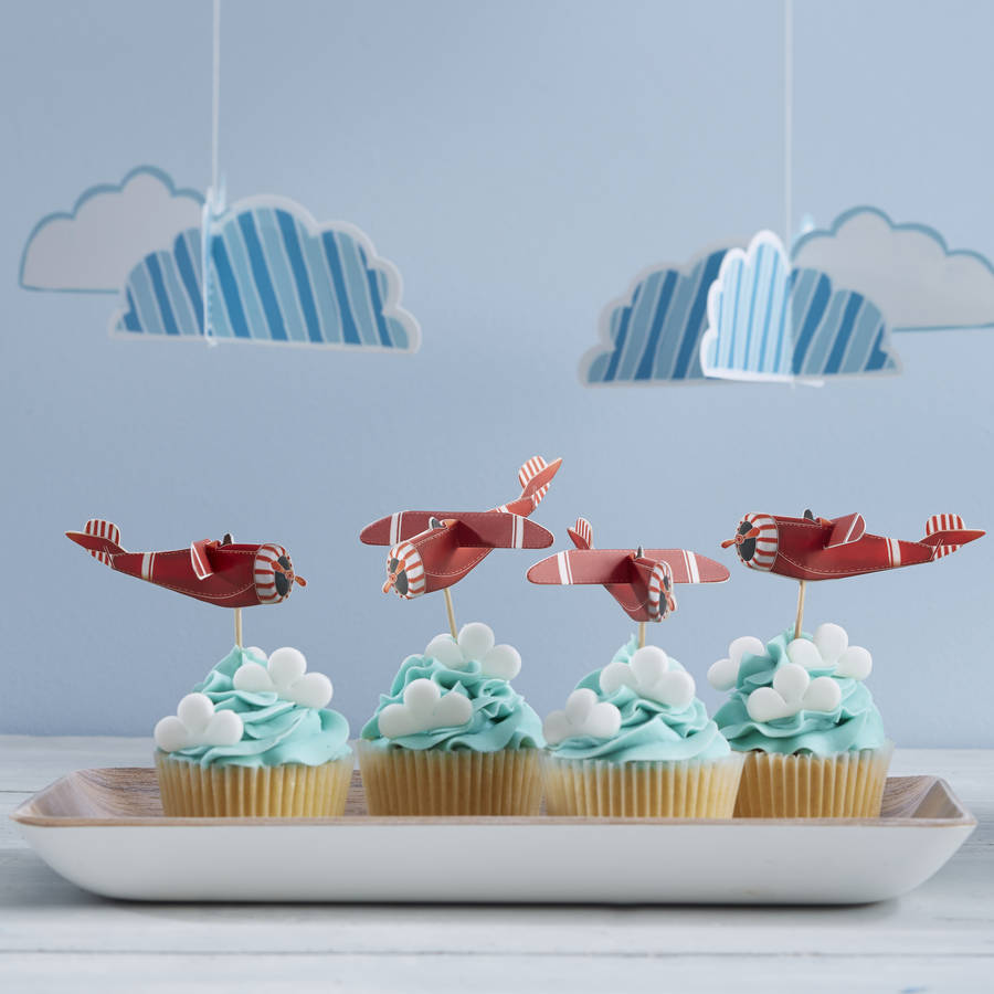 Vintage Plane 3d Cupcake Cake Stick Decorations By