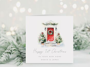 Happy 1st Christmas In Your New Home Card | Door Colour Options, 2 of 4