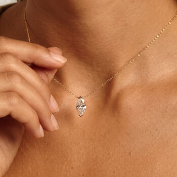 Gold Or Silver Marquise Stone Necklace, 2 of 7