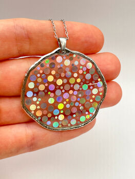 Large Disco Necklace With Holographic Silver Sparkles, 7 of 12