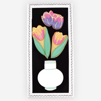 Personalised Hand Iced Vase Of Tulips Biscuits, 4 of 5