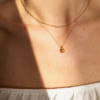 Tiny Orange Pendant Necklace In Gold Plating, 3 of 8