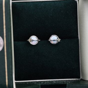 Opal Crystal Planet Stud Earrings Sterling Silver, 3 of 11