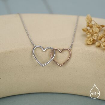 Sterling Silver Interlocking Heart Necklace, 4 of 12