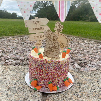 Personalised Rabbit And Duck Cake Topper Set Christening Birthday, 2 of 5