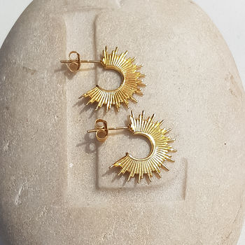 Gold Sunburst Hoop Earrings By Adela Rome | notonthehighstreet.com