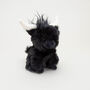 Mini Black Longhorn Cow Soft Toy With Pop Up Gift Box, thumbnail 7 of 9