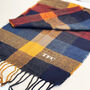 Men's Multicoloured Checked Monogrammed Scarf, thumbnail 2 of 7