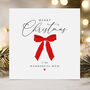 Christmas Card For Mum And Dad, Mum, Dad And Step Parents: Festive Red Bow And Red Heart Design, thumbnail 4 of 10