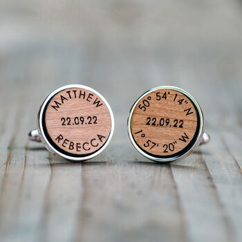 Own Words And Secret Message Wooden Cufflinks, 5 of 10