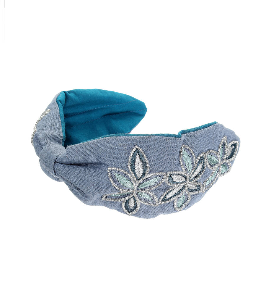 Floral Embroidered Beaded Headband By Ashiana London