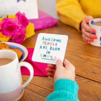 'Awesome People Are Born In' Birthday Coaster, 2 of 12