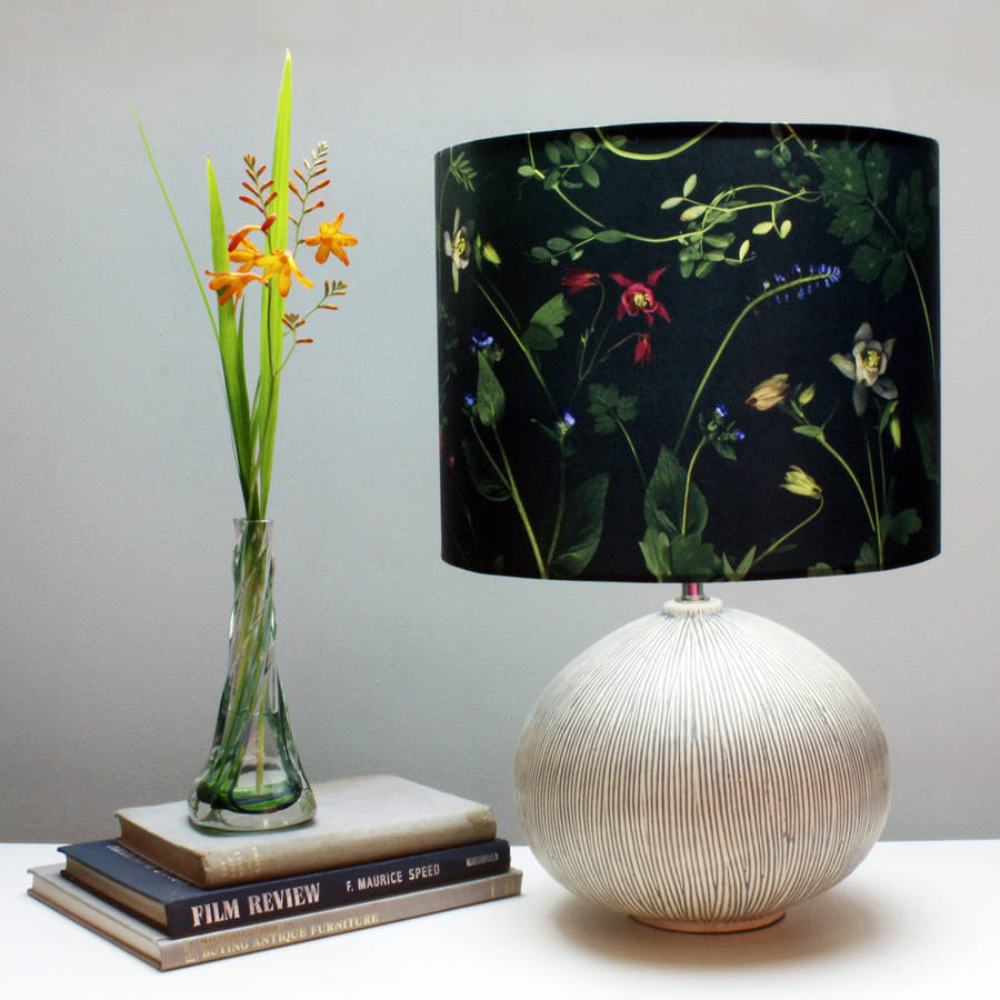 dark floral botanical print lampshade by terrarium designs