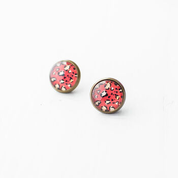 Red Leopard Pattern Earrings, 5 of 10