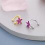 Sterling Silver Ruby Pink Cz Flower Ear Cuff, thumbnail 5 of 12