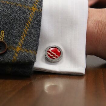 Personalised Cricket Ball Leather Cufflinks, 3 of 12