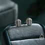 Oxidised Trilobite Fossil Stud Earrings In Sterling Silver, thumbnail 5 of 11