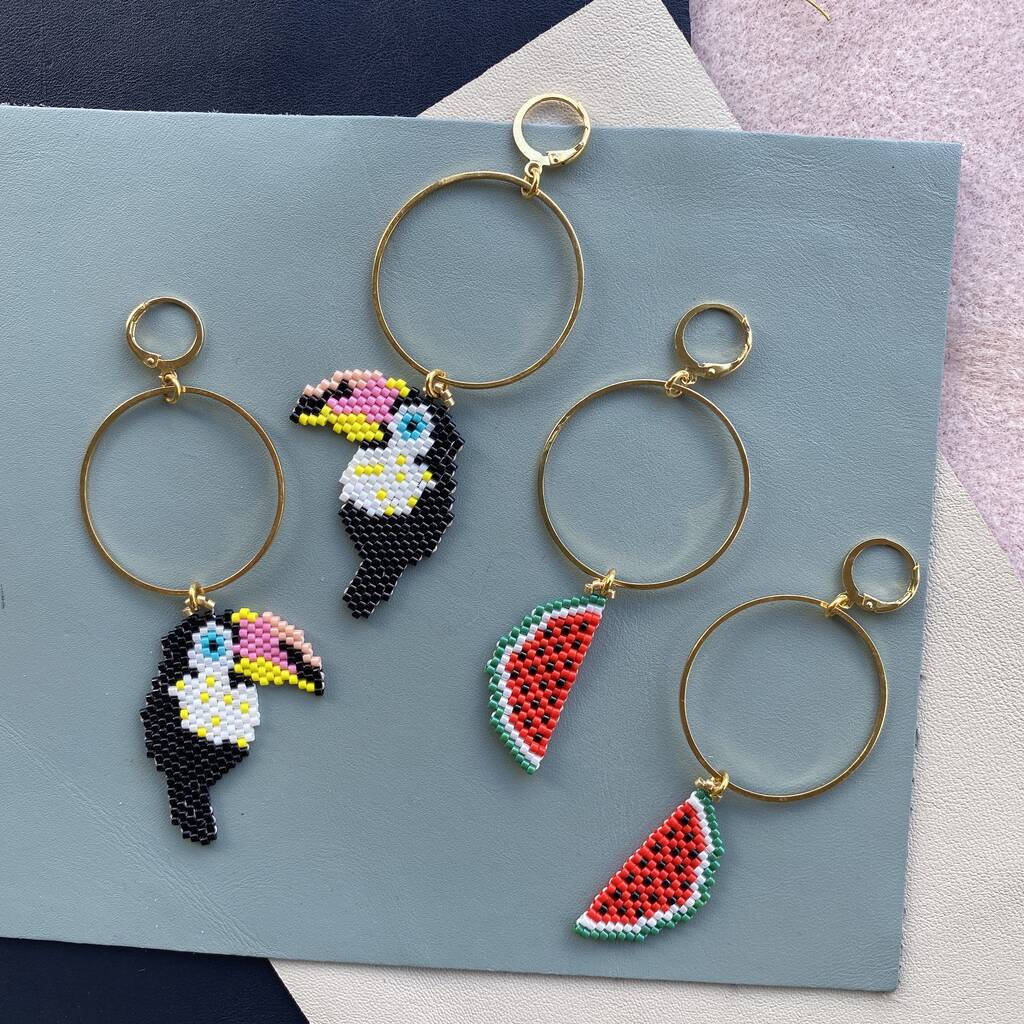 Beaded watermelon earrings sale