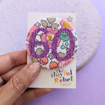 Liberty Print Custom Birthday Badge Personalised, 7 of 8