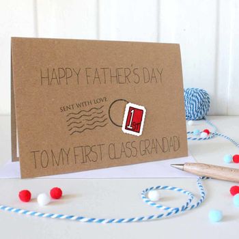 Personalised First Class Grandad Father's Day Card, 2 of 8