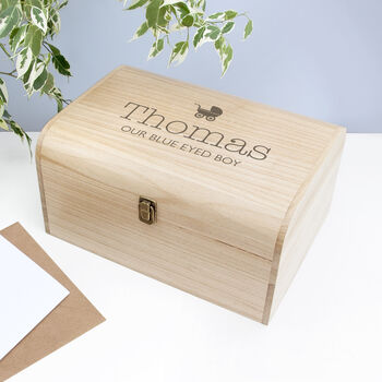 Personalised New Baby Pram Keepsake Chest, 2 of 9