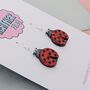 Lady Bug Glitter Earrings, thumbnail 2 of 4