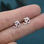 Sterling Silver Om Stud Earrings, thumbnail 6 of 12