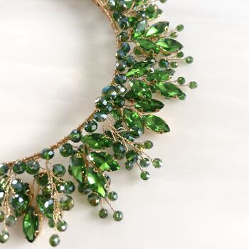 Green Crystal Bridal Crown, 5 of 5